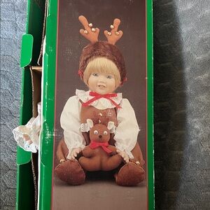 Reindeer-Themed Doll with Brown Outfit